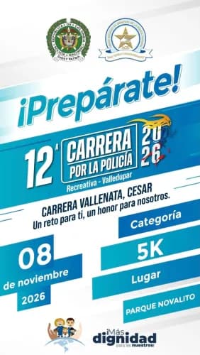 12ª Carrera por la Policia Valledupar en Valledupar: boletas 2026