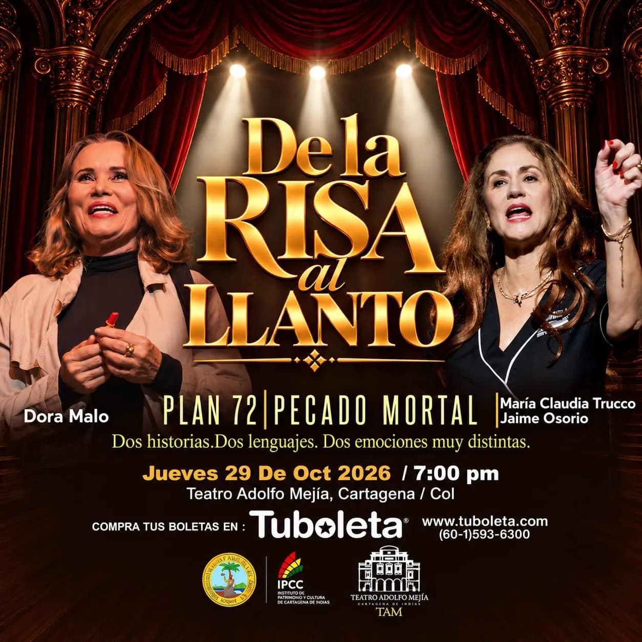 De la Risa Al Llanto en Colombia: 29 de octubre y boletas 2026
