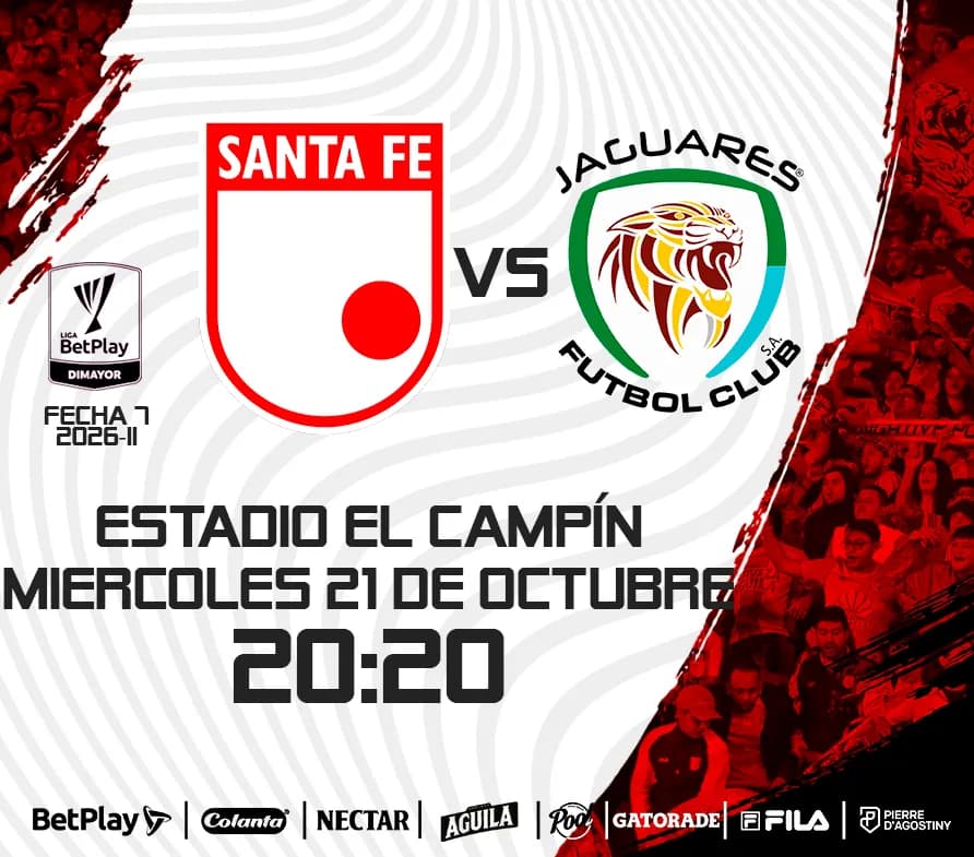 Santa Fe Vs Jaguares 2026-2 en Bogotá: boletas 2026