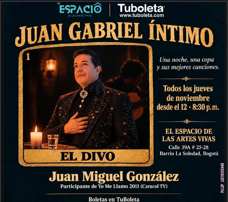 Juan Gabriel - Intimo en Colombia: 12 de noviembre y boletas 2026