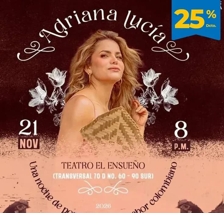 Adriana Lucía en Colombia: 21 de noviembre y boletas 2026