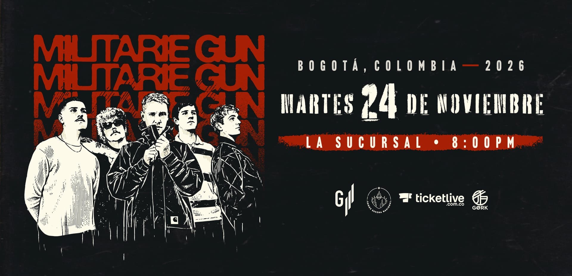 Militarie Gun en concierto, 24 noviembre 2026, Bogotá